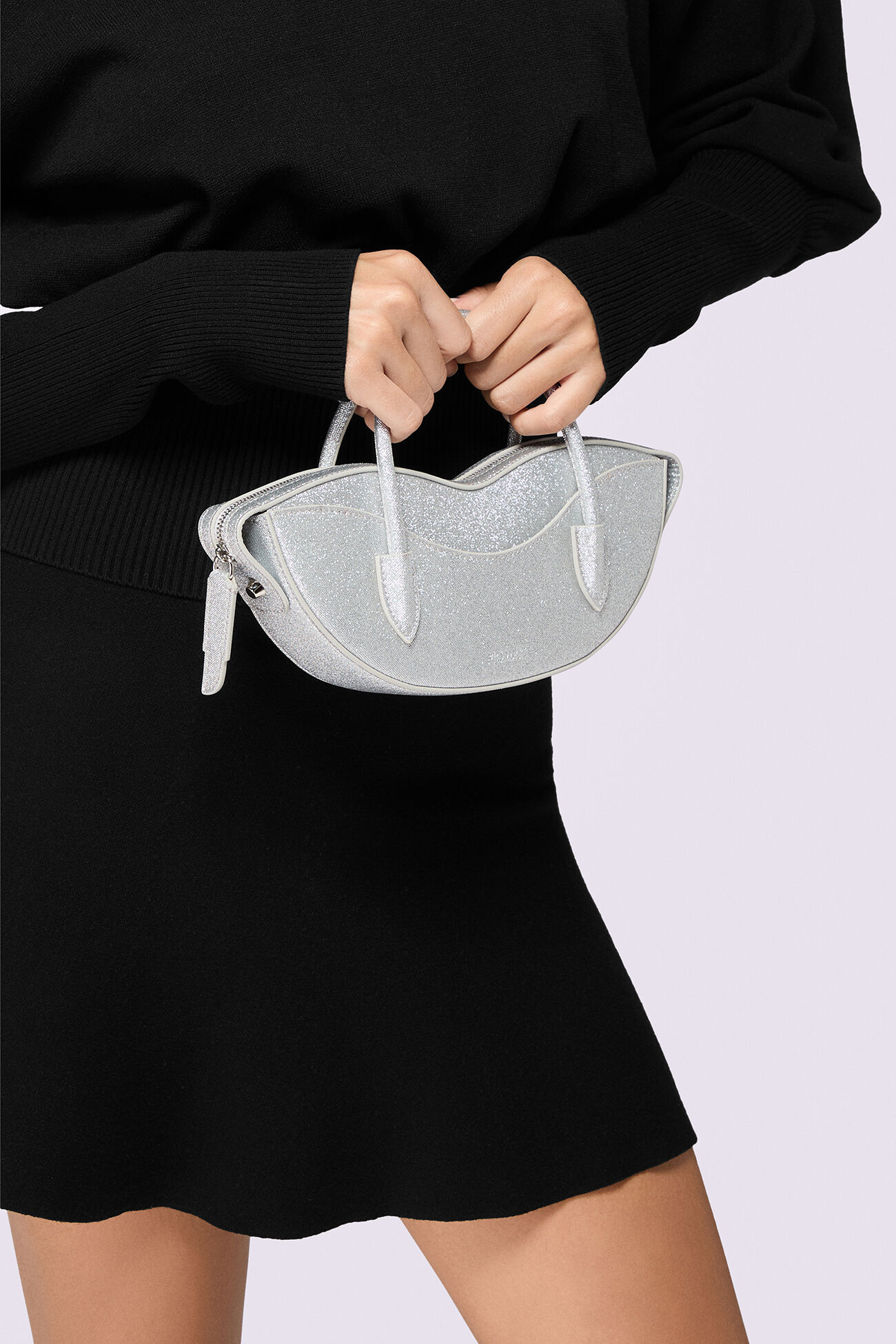 Mini Lips Bag Glitter Silver